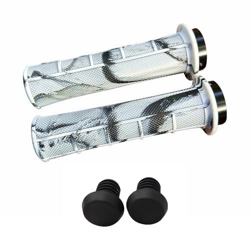 Napzy Fahrrad-Lenkergriffe, Gummi, bequemer Fahrradgriff für MTB/BMX mit Kunststoff-Endkappen (weiß und schwarz)