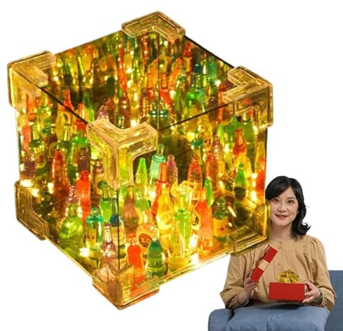 Wpsagek Infinity Specular Lamp | LED-Würfel-Nachtlicht-Lampen-Material-Set, Bar, LED-Würfel, Nachtlicht-Lampe, Trinkflaschen, 2-in-1 Specular & Tischornament für Wohnzimmer, Geburtstag