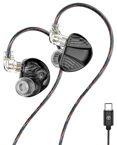 LEAUDIO TRN V10 PRO 2DD+2BA Hybrid in-Ear Monitors with Upgraded Replaceable Cable Design (Black Type C)