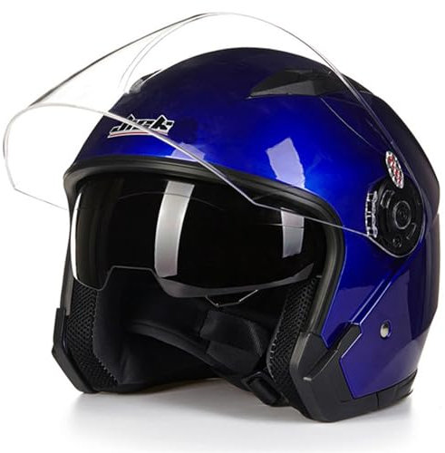 Jethelm mit Visier ECE/DOT Zertifiziert, Roller Helm Mopedhelm Ideal Für Motoroller,Herren und Damen | Komfortabler Motorradhelm, Roller Helm Fashionhelm,Jet Helm mit Sonnenblende E,XXL(63-64CM)
