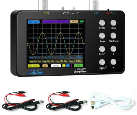 ACAGALA Kompaktes tragbares digitales Oszilloskop, 50 m Abtastrate, 10 m analoge Bandbreite, tragbares Stromoszilloskop, Handy-Reparatur, Lissajous-Muster, 6 A Stromwellenformmessung