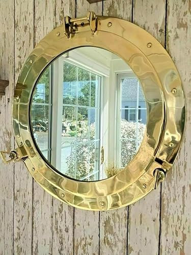 Antique Brass Finish Port Hole 24 Nautical Maritime Boat Ship Window Wall Glass