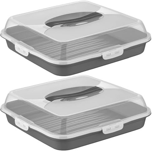 Set di 2 – Set di trasporto per torte e pasticcerie – Scatola per torta rettangolare, scatola per torta, scatola per dolci, scatola per il trasporto della torta, scatola per torta trasportabile