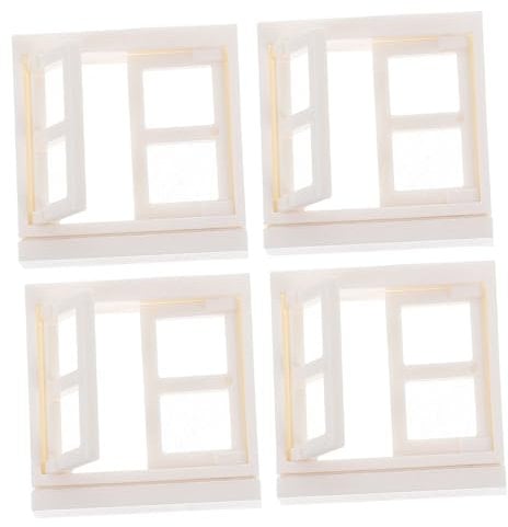 Milisten 4pcs Miniature Plastic Dollhouse Window Realistic Plastic Window Decor for Dollhouse Accessories