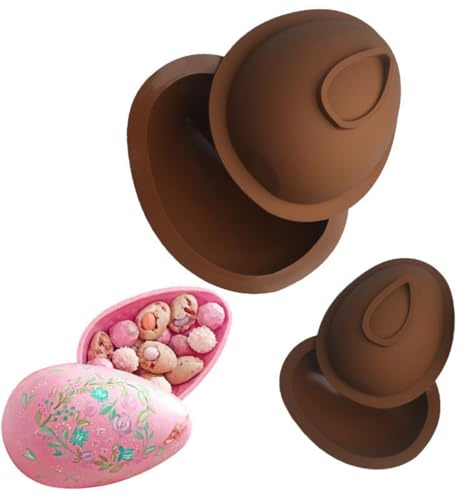 2 Pcs Set - 4 Inch / 6 Inch Easter Egg Moulds Silicone Large 3D Breakable Giant Chocolate Egg Mould for Easter Day Decorations Party Supplies, Candy, Cake, Dessert Baking (4-Inch)