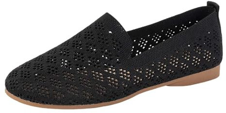Ballerine piatte per donna, antiscivolo, scarpe da donna, slip-on, scarpe da balletto, morbide, leggere, estive, eleganti e comode, per l'ufficio e la vita quotidiana, Nero , 41 EU