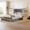 Kebnor Schrankbett, Wandbett mit Lattenrost, Wandklappbett, vertikales schrankbett mit Lattenrost, mit Stauraumschubladen, Rattan-Design, Holzbetten, Jugendbetten, Einzelbetten, 140 x 200 cm (Grau)