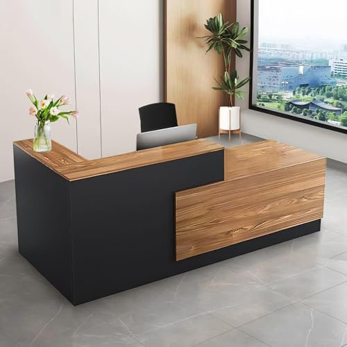 Empfangstheke L Form Rezeptionstisch Holz Rezeptionstheke mit AbschließBarer Schublade für Firmenrezeption Ladenrezeption Szenen Kasse Lobby SchöNheitssalon Und Andere(A Left, 160*60*100CM)