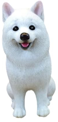 Sharplace Samojeden-Hundefigur, Hundeskulptur, kompakt, süß, tragbare Wohndekoration aus Kunstharz, Welpenstatue, Ornament für Schreibtisch, Büro, Tischplatte,