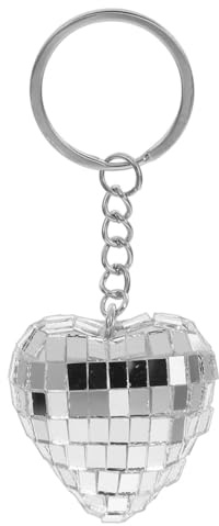 TOYANDONA Herzförmiger Discokugel Schlüsselanhänger Spiegel Kugel Anhänger Stylische Party deko Geschenkidee für Geburtstag Valentinstag Taschen Schmuck