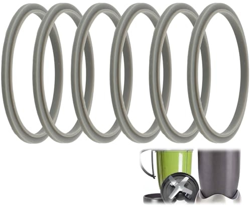 6 Pcs Gaskets, Seal Rings Replacement with Lip Compatible with 600W 900W Pro High-Speed Blender, Blender Gasket Replacement Food-Grade Silicone Rubber, BPA-Free, Dishwasher Safe