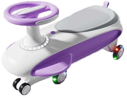 Swingcar Wiggle Car, Musiklicht, Anti-Überschlag-Schaukelauto for Kinder, for Jungen und Mädchen, Schaukel, leises Blinkrad, ab 3 Monaten kinderfahrzeuge(Purple)