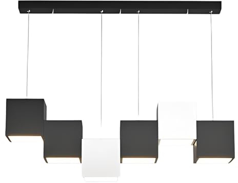 Apk i bc Schwarz-weiße Pendelleuchte fürs Wohnzimmer, robust und langlebig, augenschonendes Design, geeignet für Wohn- und Esszimmer(Black,78 * 13 * 26CM)