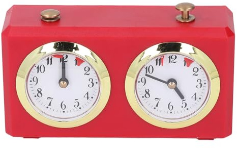 Alomejor Professionelle Mechanische Internationale Schachuhr, Vintage-Schach-Timer für Schachspiele, Tragbarer Schachspiel-Timer für Schachspieler (Rot)