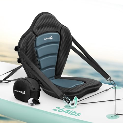 BRANTMAKER SUP Sitz, Universeller Dicker Kajak Sitz für Stand Up Paddle | Hohe Rückenlehne, universelle Passform, große spritzwassergeschützte Tasche, 120 kg Belastbarkeit