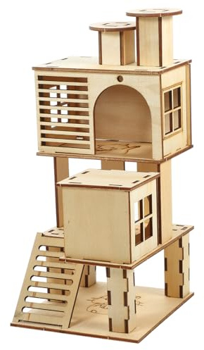 Luxshiny Habitat pour Hamster Toboggan en Bois Aire de Jeux Créative Plateforme de Jeux pour Petits Animaux de Compagnie
