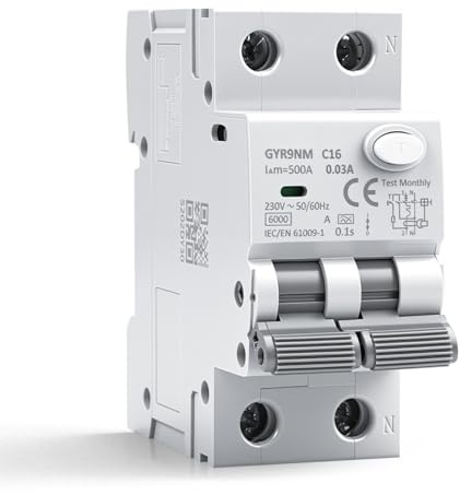 Interruttore magnetotermico differenziale 16A 30mA 1P+N tipo A Salvavita RCBO 6kA MCB AC230V interruttore differenziale Protezione contro dispersione sovraccarico e cortocircuito GYR9NM