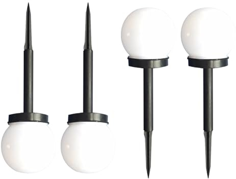 ELEOUTI Lampade Solari da Giardino Esterno Sferiche Bianche 4 Pezzi | Accensione Automatica, Impermeabili, in Pp, per Patio e Prato, Installazione Spina, Luce Decorativa