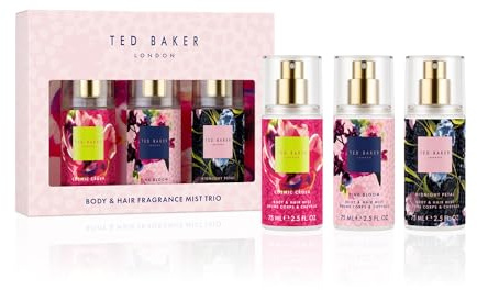 Ted Baker Fusion Mini Body & Hair Mist Trio Gift Set, 3x 75ml | Cosmic Crush, Midnight Petal and Pink Bloom, Perfume Body Mist Set, Vegan with Pro Vitamin B5