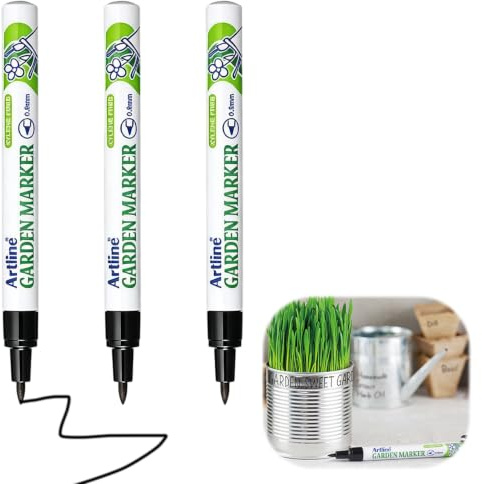Permanent Marker Pens,3Pcs Seed Labels and Pen for Plant Labeling, Quick Dry Waterproof Outdoor Marker with 0.8mm Fine Tip, Garden Marker Pen for Gardeners and Horticulture Students