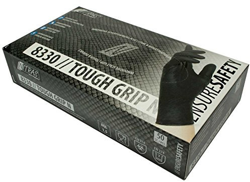 Nitras Einmalhandschuhe schwarz, Tough Grip, 50 Stück in der Box Gr. L