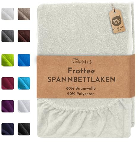 NatureMark - Lenzuolo con angoli, lenzuolo con angoli elasticizzati in spugna, ottimo rapporto qualità/prezzo in molte misure e colori, natur / creme, 180 x 200 - 200 x 200 cm