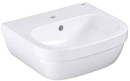 GROHE lave-mains suspendu et autoportant Euro ceramic, largeur 45 cm, profondeur 40 cm, avec trop-plein, porcelaine vitrifiée, finition lanc alpin, 39324000 (Import Allemagne)