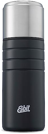 Esbit Isolierflasche Majoris mit Becher - Trinkflasche 750 ml aus Edelstahl in Schwarz - für warme und kalte Getränke