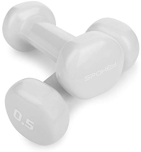 Spokey Shape IV Kurzhantel-Set, 2-teilig, mit Vinyl ummantelt | Fitnesshanteln: verschiedene Gewichtsabstufungen von 0,5 bis 2 kg | Mit einem Kern aus Gusseisen