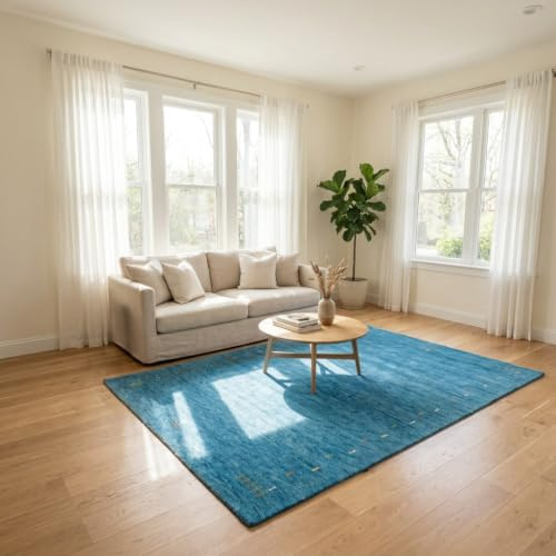 Morgenland Indo Gabbeh Teppich Handgewebt Wolle Blau 60x90cm