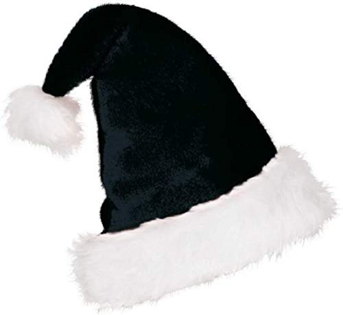 KarnevalsTeufel Mütze Nikolaus Plüsch Weihnachtsmütze Kopfbedeckung (schwarz)