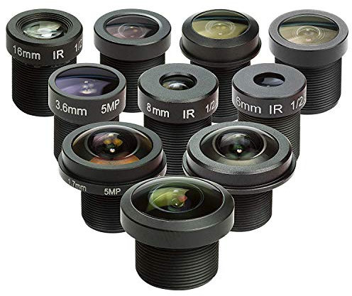 M12 Lens Set, Arducam Lens for Raspberry Pi Camera (1/4) and Arduino, Telephoto, Macro, Wide Angle, Fisheye Lens Kit (10°- 200°) with M12 Lens Holder and Cleaning Cloth, Optical All-in-One