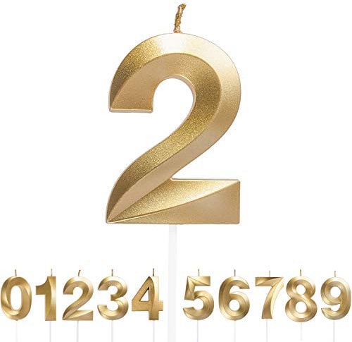 URAQT Geburtstag Zahl Kerzen, Gold Glitzer Geburtstagskerzen, Dekorative Geburtstagstorte, Hochzeitsparty, Abschlussfeier Usw 2