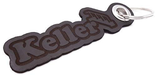 Samunshi® Leder Schlüsselanhänger mit Gravur Keller Geschenke Made in Germany 12x3,5cm dunkel braun/graviert