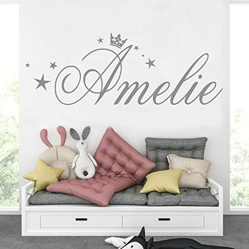 tjapalo® pk282 Wandtattoo Mädchen Name Wandsticker Mädchenzimmer Baby Wandtattoo Mädchen Kinderzimmer mit Namen, : Gold, Größe: B80xH29cm