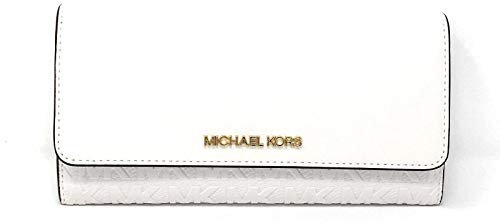 MICHAEL KORS JET SET ITEM LARGE WALLET ON A CHAIN CROSSBODY BAG (Optic White)