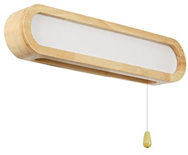 ACMHNC Holz Wandleuchten Innen Mit Zugschalter, Rustikal LED Wandlampe Schlafzimmer Nachttischlampe Bettlampe 3 Farbtemperatur Acryl Lampenschirm Holzlampe Für Wohnzimmer, Kinderzimmer, Flur,55cm