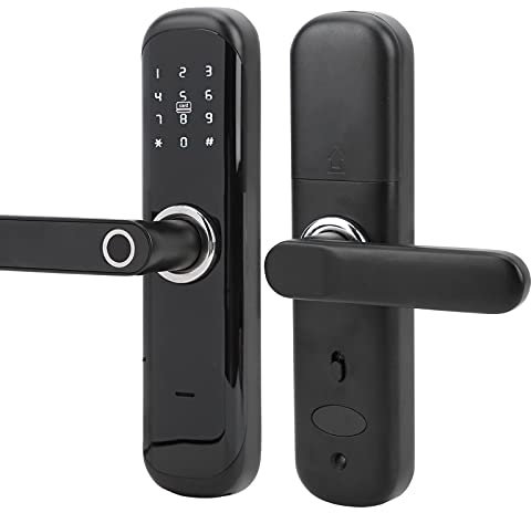 Keyless Entry Türschloss, Digital Keypad Entry Türschloss mit Türgriff, Entsperren per Fingerabdruck/Smartcard/Passwort/für APP/Schlüssel, für Home Hotel Frühstück