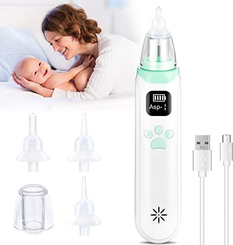 Nasensauger Baby Elektrisch, Miavogo Baby Nose Sauberer mit 3 Saugstufen und 3 Verschiedene Silikondüsen, Wiederaufladbar, mit Musik- und Leichter Beruhigender Funktion, Reinigen Sie Booger und Snot