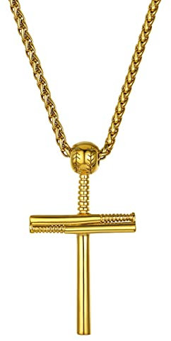 GoldChic Vintage Männer Halskette mit Baseball Charm 18K Vergoldet Herren 3D Baseball Kettenanhänger mit 55cm+5cm Kette für Männer Jungen