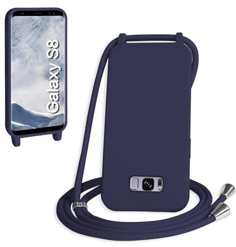 WenBaby Handykette für Samsung Galaxy S8 Hülle mit Band,Handyhülle mit Schnur zum Umhängen Silikon Seil Necklace Schutzhülle mit Kordel Tasche Case TPU Bumper für Galaxy S8- Marineblau