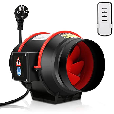 Izrielar Ventilateur Tubulaire d'extraction de fumée avec télécommande, 150 mm Extracteur d'air Ventilateur 2 Vitesses 540m³/h Ventilateur d'extraction, pour Salle de Bain, Serre, Garage
