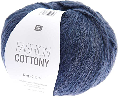 Rico Design Wolle Fashion Cottony | Sommerwolle zum Häkeln und Stricken | weiches leichtes Baumwollmischgarn mit 85% Baumwolle (10 marine)