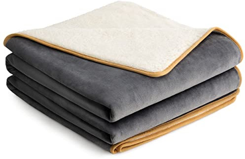Lesure wasserdichte Hundedecke Grosse Hunde - 152x203cm waschbar Hundedecke Outdoor, XXL Hundedecke Sofaschutz aus Sherpa Fleece, Katzendecke flauschig für Couch, grau