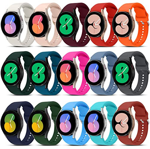 15 Piezas Correa Deportiva para Samsung Galaxy Watch 7 6 5 4 FE 44mm 40mm/6&4 Classic 47mm 46mm 43mm 42mm/5Pro 45mm Band Hombres Mujeres,20mm Pulsera Silicona Ajustable para Galaxy Watch 7 6 5 4 Band