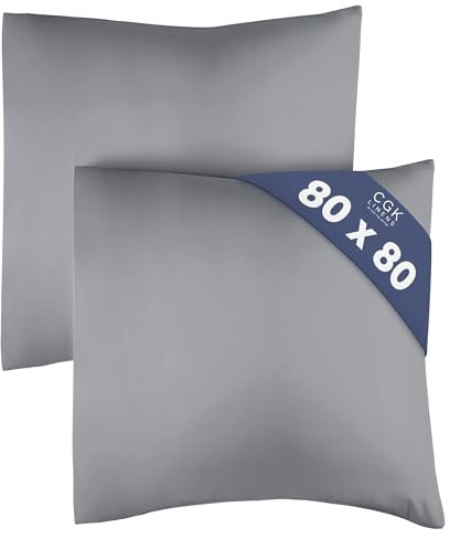 Kissenbezug 80x80 Dunkelgrau - Kissenbezüge 80x80 2er Set - Kopfkissen 80x80 Bezug aus hochwertiger Mikrofaser - Weiche, Bequeme, maschinenwaschbare Kissenhülle - Kopfkissenbezug 80x80 2 Pack