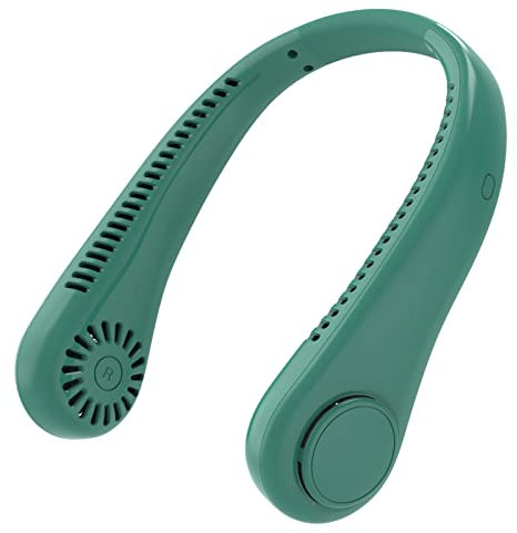 Louenth Tragbarer USB Ventilator, Nackenventilator mit keine Klingen für Wandern,3 Geschwindigkeiten, Hals Ventilator, Tragbarer Mini Ventilator, Kinder Erwachsene USB-Ventilator, für Sport (Green)