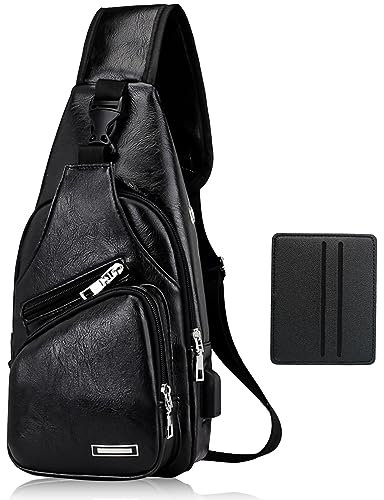 Schultertasche Herren Leder Brusttasche Sling Bag Herren Leder Brusttasche Herren Damen UmhäNgetaschen Herren HäNgetasche Bodybag Herren Men'S Shoulder Bags Herren Taschen Schulterrucksack Herren