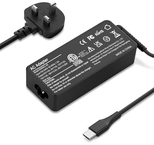 65W USB C Laptop Charger for Lenovo Thinkpad T14 T15 T480 T480s T490 T490s,Chromebook C330 S330,Lenovo Yoga,Dell Latitude 5420,Acer Chromebook Type C Power Supply Adapter