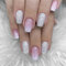 Ceboic 24Pcs Short Square False Nails French Pink Gradient Press on Nails Ballerina Fake Nails Kit Full Cover Acrylic Nails Tip Silver Glitter Glossy Stick on Nails for Women Girls Wedding Birthday